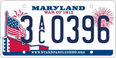 MD license plate 3AC0396