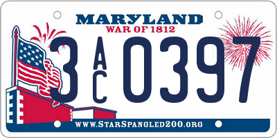 MD license plate 3AC0397