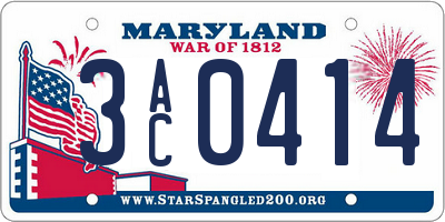MD license plate 3AC0414