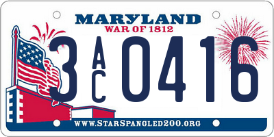MD license plate 3AC0416