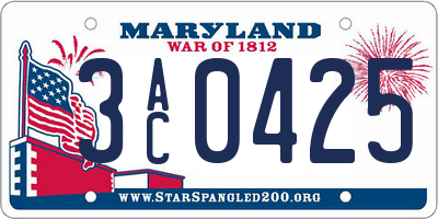 MD license plate 3AC0425