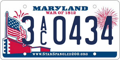 MD license plate 3AC0434