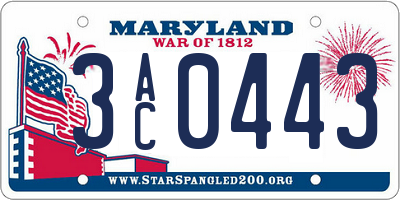MD license plate 3AC0443