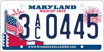 MD license plate 3AC0445