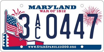 MD license plate 3AC0447