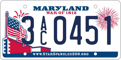 MD license plate 3AC0451