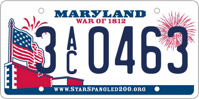 MD license plate 3AC0463