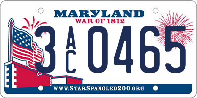 MD license plate 3AC0465