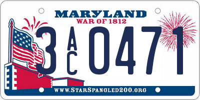 MD license plate 3AC0471