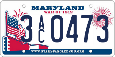 MD license plate 3AC0473