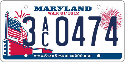 MD license plate 3AC0474