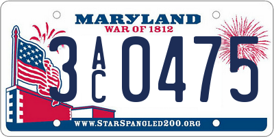 MD license plate 3AC0475