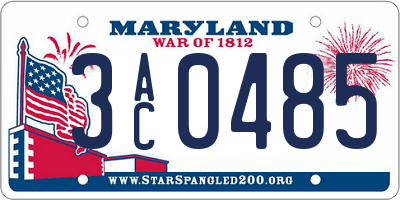MD license plate 3AC0485