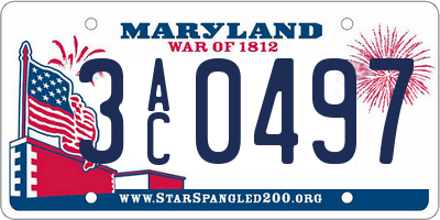 MD license plate 3AC0497