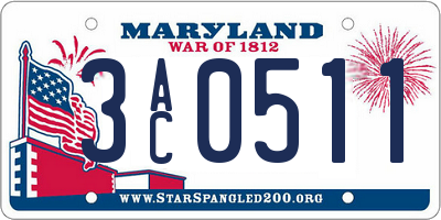 MD license plate 3AC0511