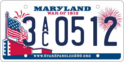 MD license plate 3AC0512