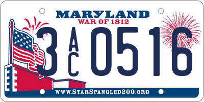MD license plate 3AC0516