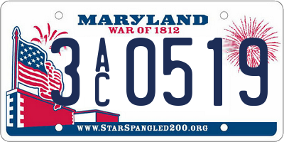 MD license plate 3AC0519