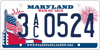 MD license plate 3AC0524