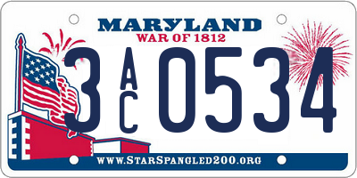MD license plate 3AC0534