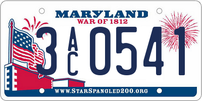 MD license plate 3AC0541