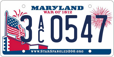 MD license plate 3AC0547