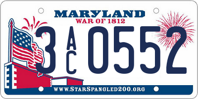 MD license plate 3AC0552