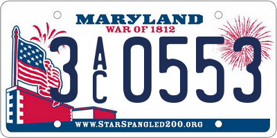 MD license plate 3AC0553