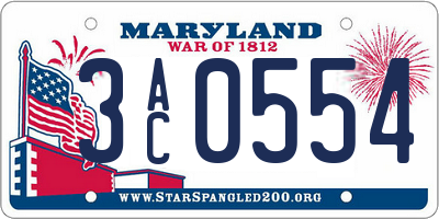 MD license plate 3AC0554