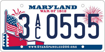 MD license plate 3AC0555