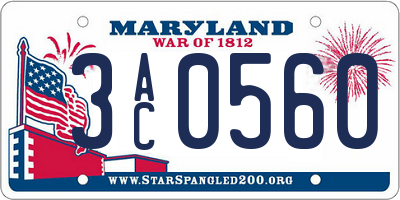 MD license plate 3AC0560