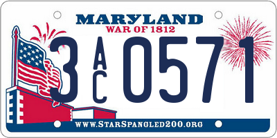 MD license plate 3AC0571