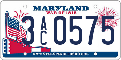 MD license plate 3AC0575