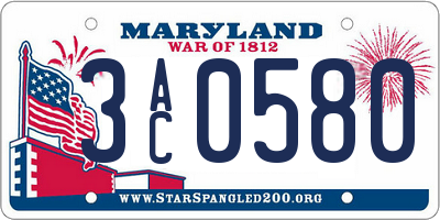 MD license plate 3AC0580