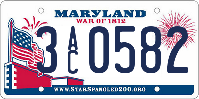MD license plate 3AC0582
