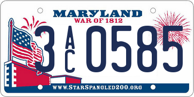 MD license plate 3AC0585
