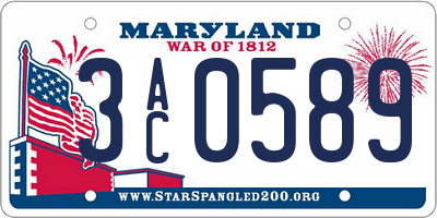 MD license plate 3AC0589