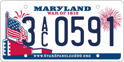 MD license plate 3AC0591