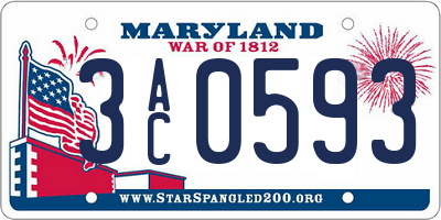 MD license plate 3AC0593