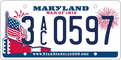 MD license plate 3AC0597