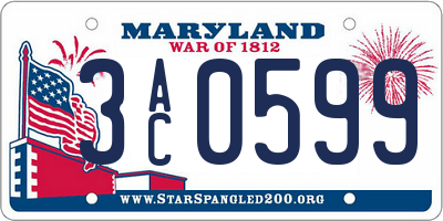 MD license plate 3AC0599