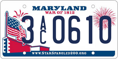 MD license plate 3AC0610
