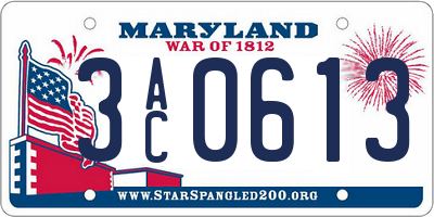 MD license plate 3AC0613