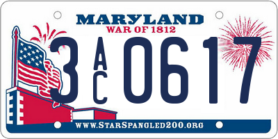 MD license plate 3AC0617