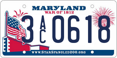 MD license plate 3AC0618