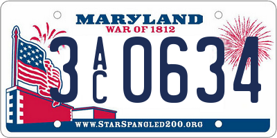 MD license plate 3AC0634