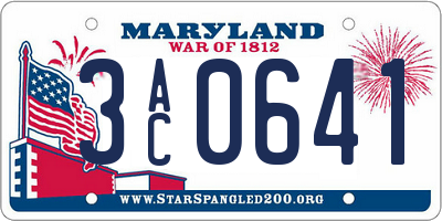 MD license plate 3AC0641