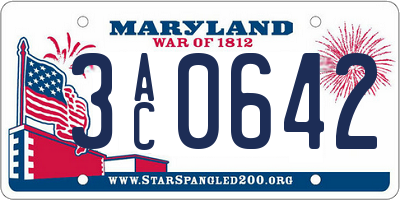 MD license plate 3AC0642