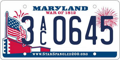 MD license plate 3AC0645