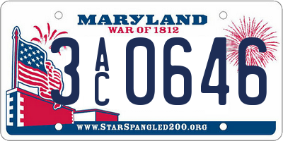 MD license plate 3AC0646